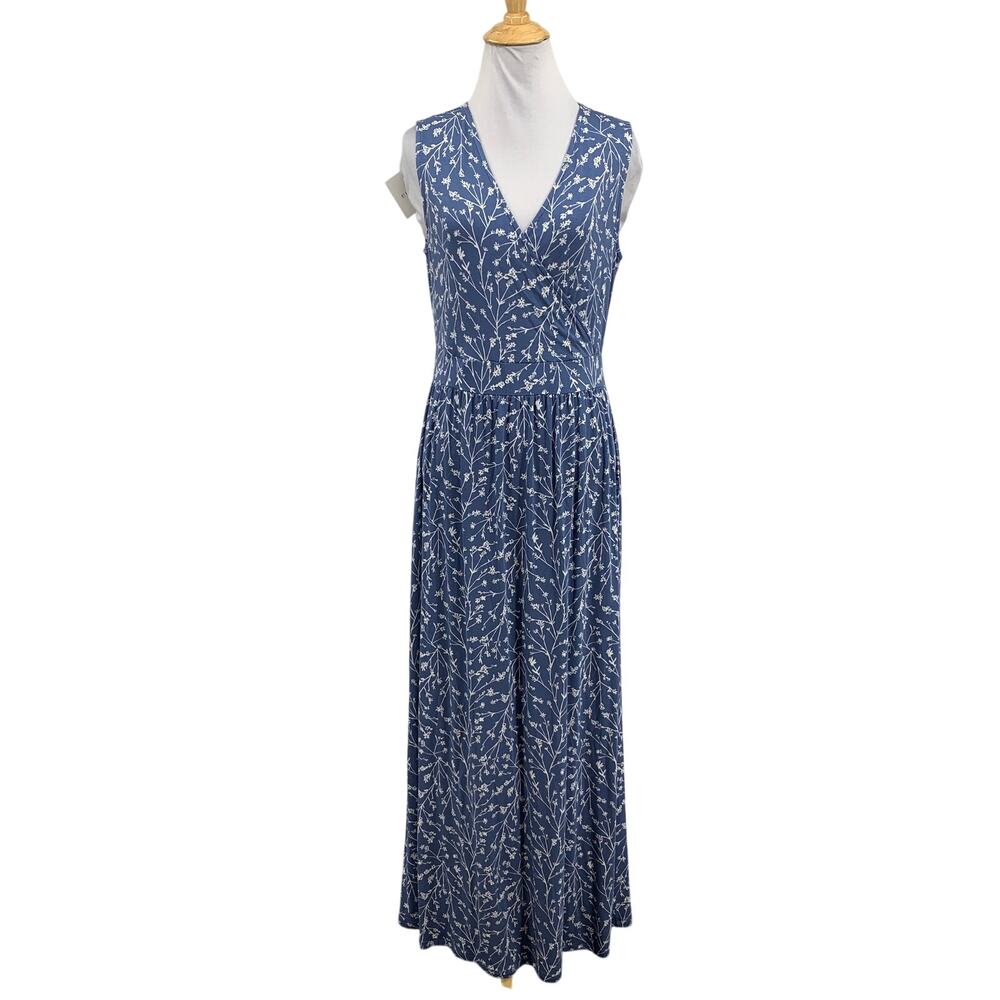 41 Hawthorn Dress Womens M Medium Cadet Floral Motif V Neck Wrap Bodice Maxi